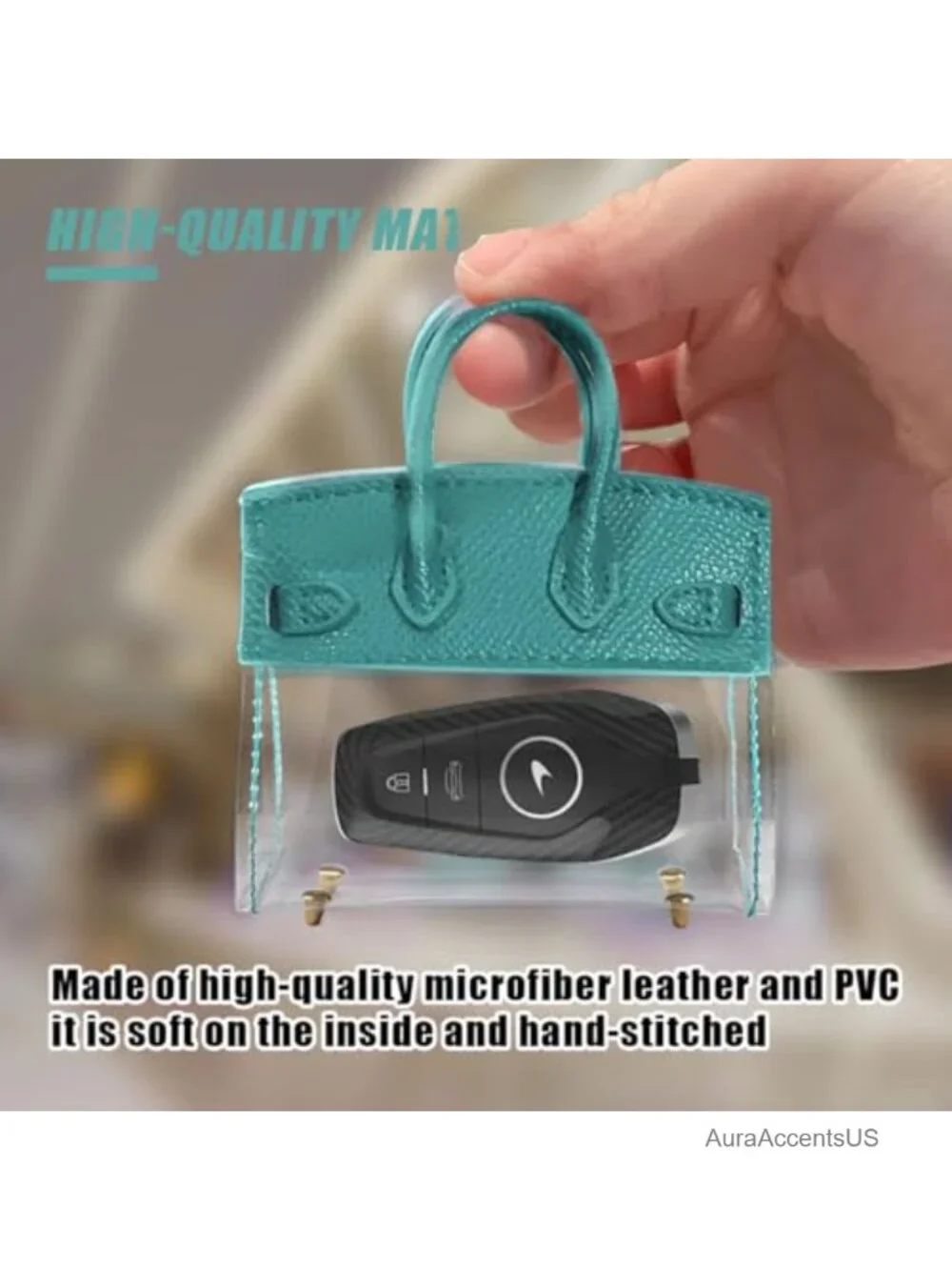 Mini Handbag Key Case Transparent Keychain Holder Cute Key Fob Cover for Women